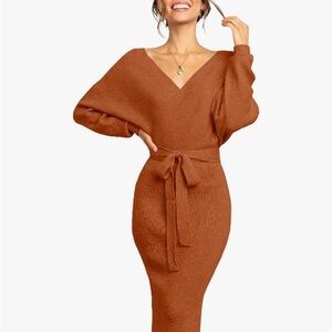 Amazon Women's Long Sleeve Dress - Rust